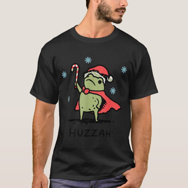 Frog Huzzah Frog Knight Funny Sword Meme Quote Chr T-Shirt (Front)