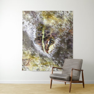 Frog Immersed In Water Bubbles and Frogspawn Tapestry