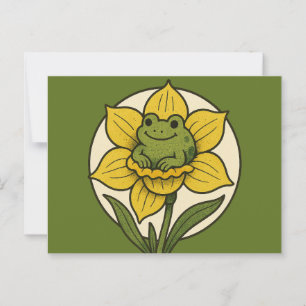 Frog in a daffodil froggy                          postcard