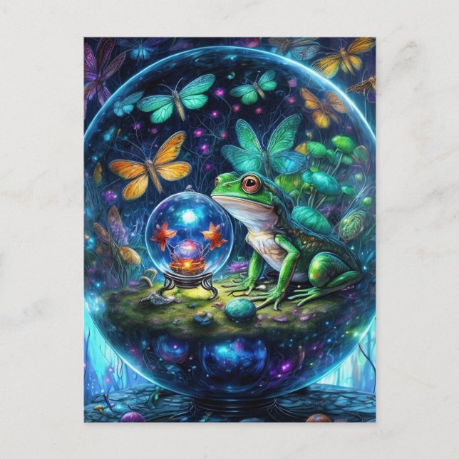 Frog in a Gazing Ball with a Gazing Ball Postcard (Front)