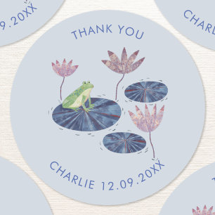 Frog in a Lily Pond Cute Thank You Classic Round Sticker