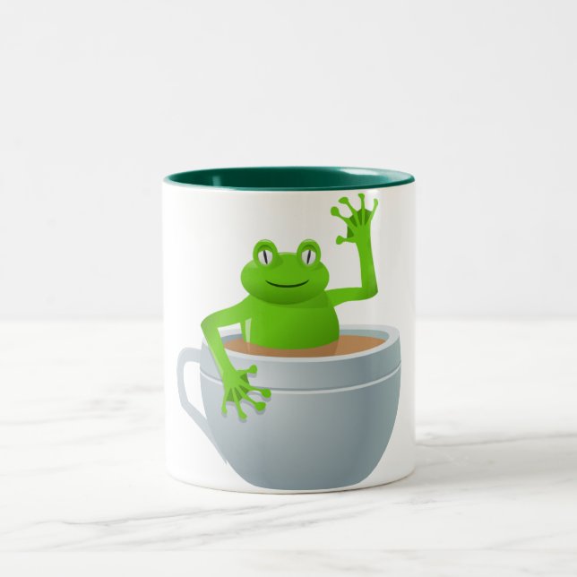 Frog in a Tea Two-Tone Coffee Mug (Center)
