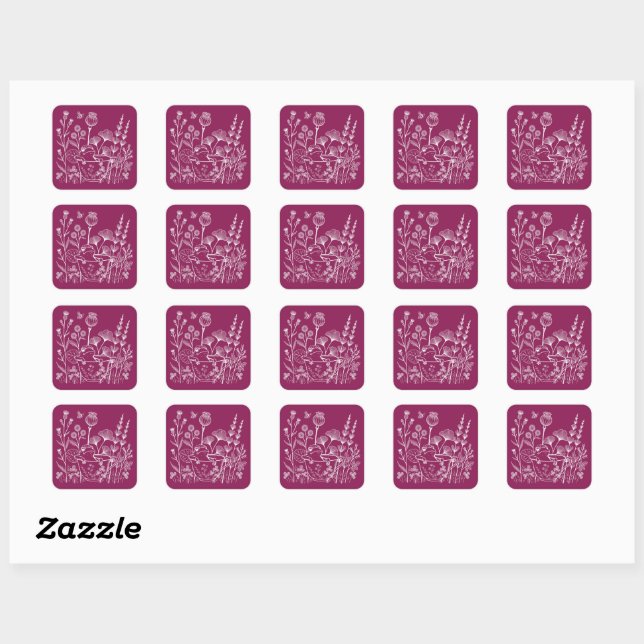 Frog in a Teacup – Botanical Illustration Square Sticker (Sheet)