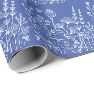 Frog in a Teacup – Botanical Illustration Wrapping Paper