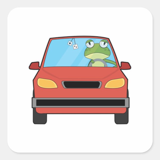 Frog in Car Square Sticker (Front)