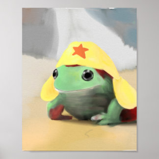 Frog in hat poster