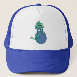 Frog in Jeans, Birthday, Polka Dots, Custom Name Trucker Hat