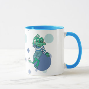 Frog in Jeans, Birthday, Polka Dots Mug