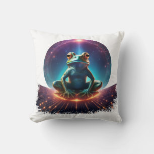 Frog in lotus pose on a floating asteroid with sta cushion