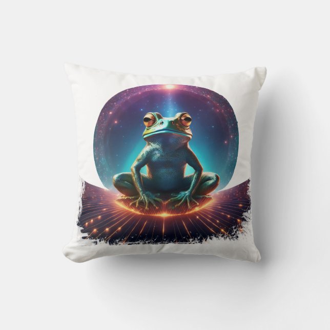 Frog in lotus pose on a floating asteroid with sta cushion (Front)