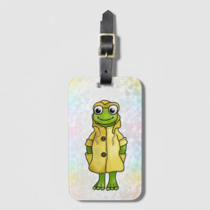 Frog in raincoat luggage tag
