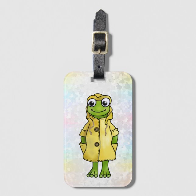 Frog in raincoat  luggage tag (Front Vertical)