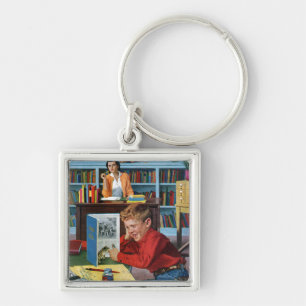 Frog in the Library Key Ring