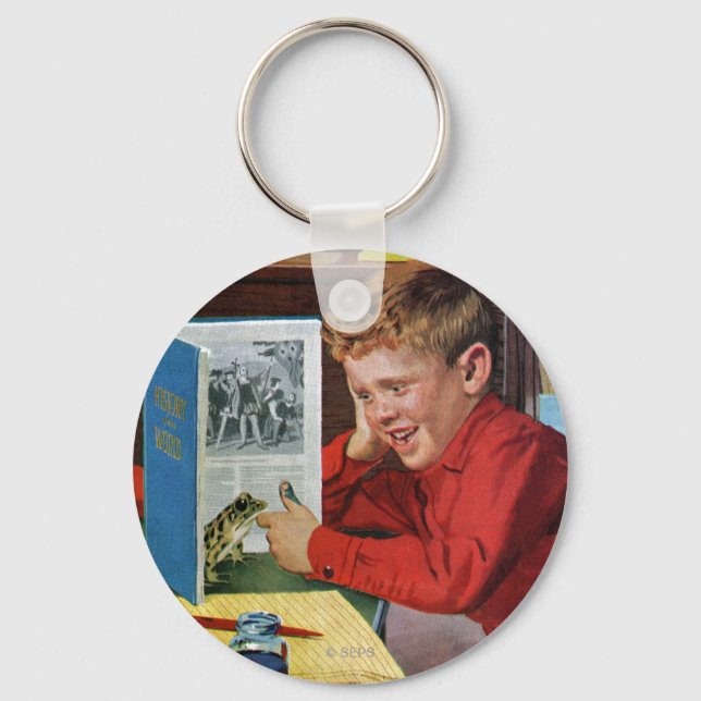 Frog in the Library Key Ring (Front)