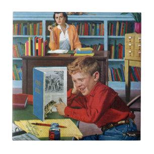 Frog in the Library Tile