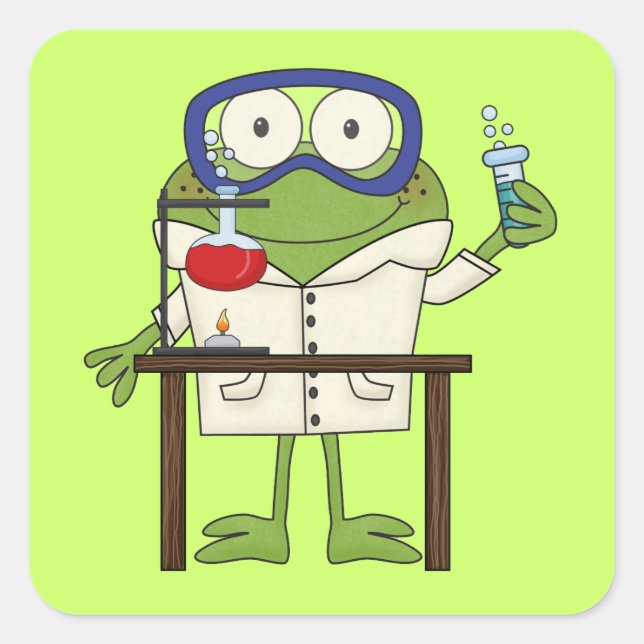 Frog in the Science Lab Square Sticker (Front)