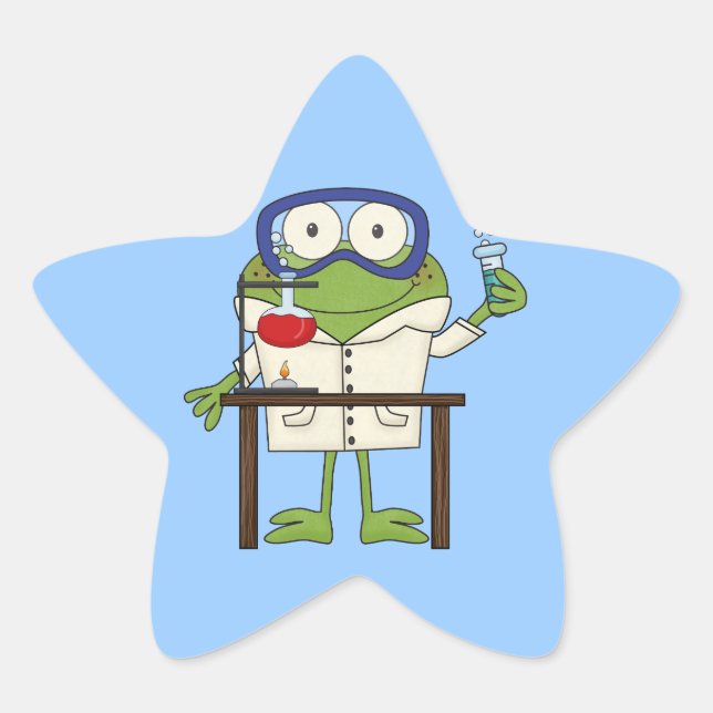 Frog in the Science Lab Star Sticker (Front)