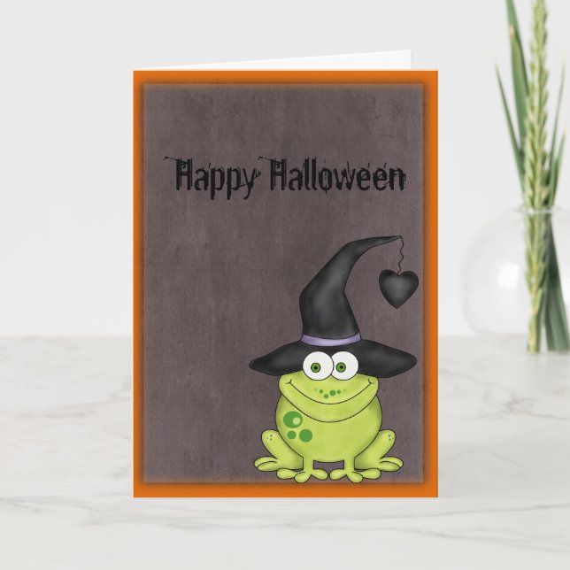 Frog in Witches Hat Card (Front)