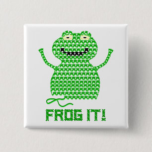 Frog It! Vector Crochet Frog 15 Cm Square Badge