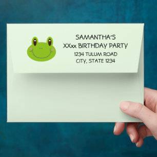 Frog Kids Birthday Party Invitations Envelope