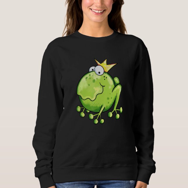 Frog King I Frog With Crown For Princes And Prince Sweatshirt (Front)