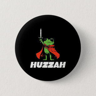 Frog Knight Sword Huzzah Mediaeval Funny Meme Men 6 Cm Round Badge