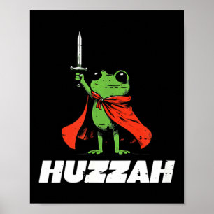 Frog Knight Sword Huzzah Mediaeval Funny Meme Men Poster