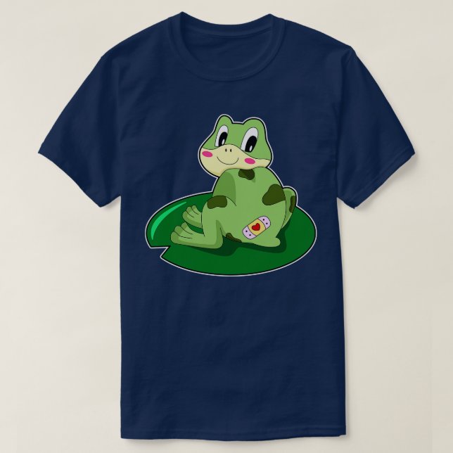 Frog Leaf Heart Plaster T-Shirt (Design Front)