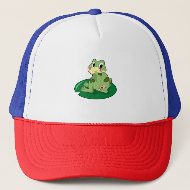 Frog Leaf Heart Plaster Trucker Hat (Front)