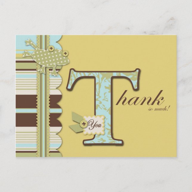 Frog Leaping and Stripe Print Thank You Postcard (Front)
