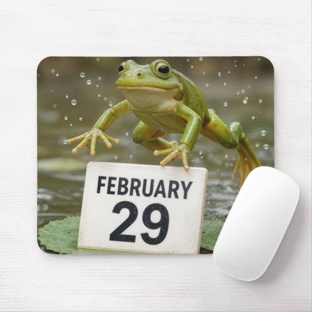 Frog Leaping Over February 29 Date Mouse Pad (With Mouse)