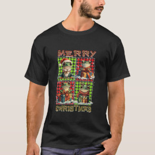Frog Leopard Buffalo Plaid Animals Lover Merry Chr T-Shirt