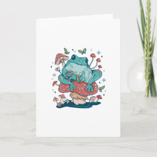 Frog Lounging on a Mushroom Cottage core Card