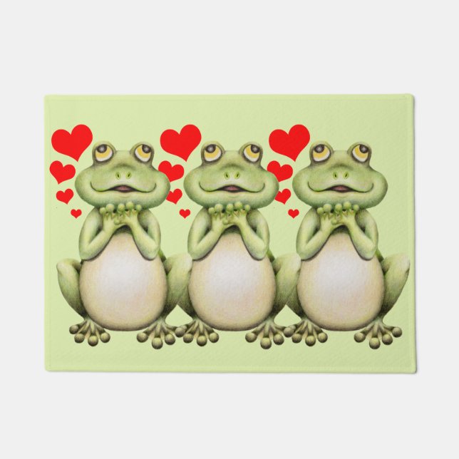 Frog Love Drawing Doormat (Front)