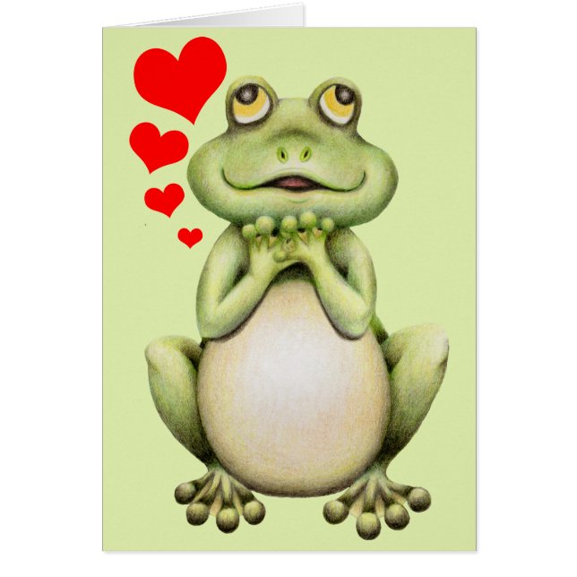 Frog Love Drawing Valentine's Day Card (Front)