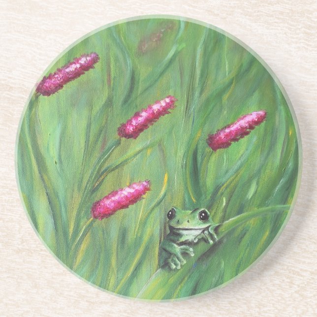 Frog Magic Humour Watercolor Froggy Coaster (Front)