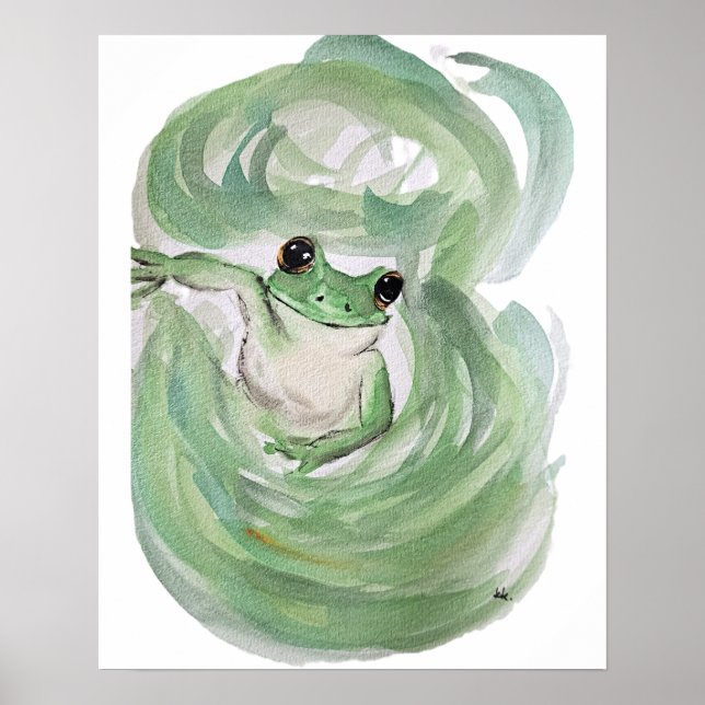 Frog Magic Humour Watercolor Froggy Poster (Front)