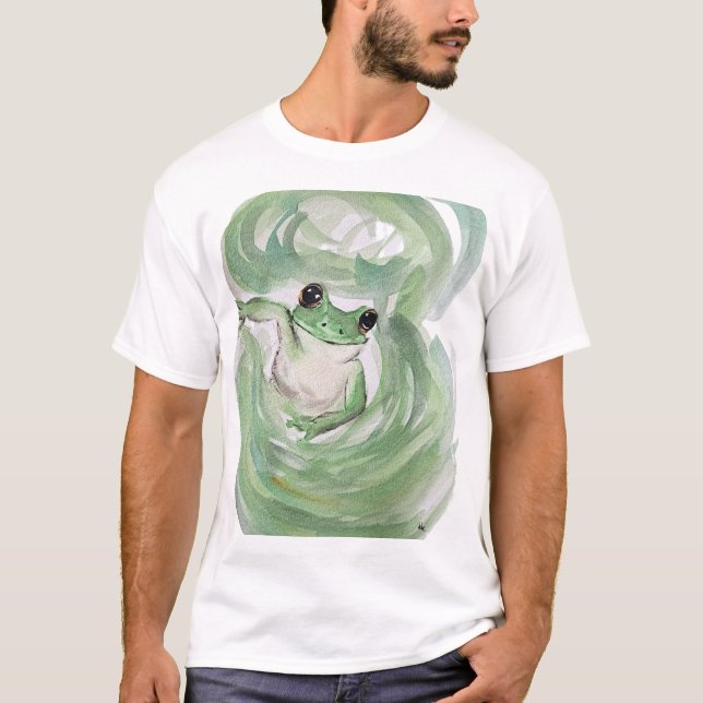 Frog Magic Humour Watercolor Froggy T-Shirt (Front)