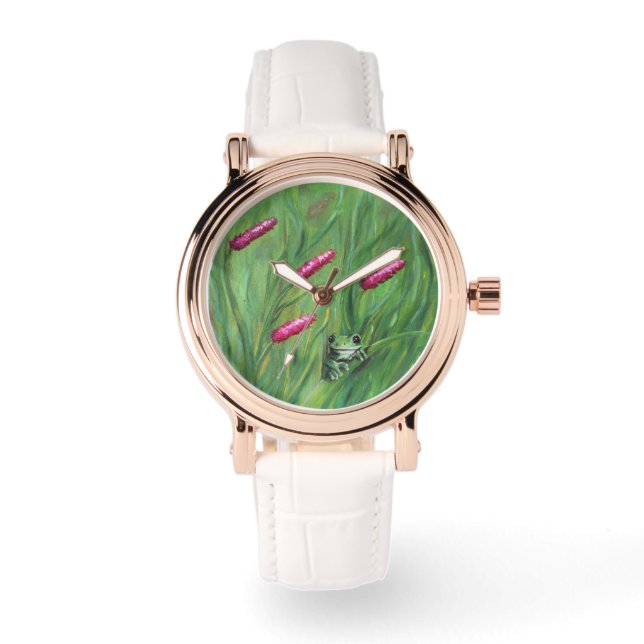 Frog Magic Humour Watercolor Froggy Watch (Front)