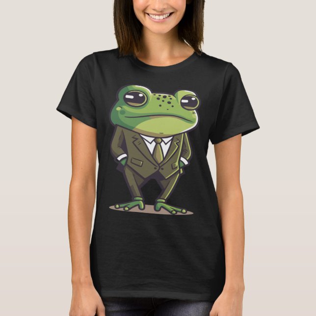 Frog man, mr frog, frog in suit, serious frog, fun T-Shirt (Front)