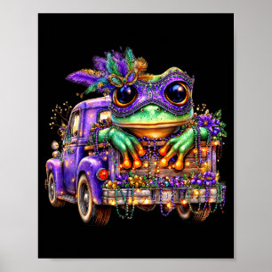Frog Mardi Gras Truck Nola Cute Kids Boys Girls Wo Poster