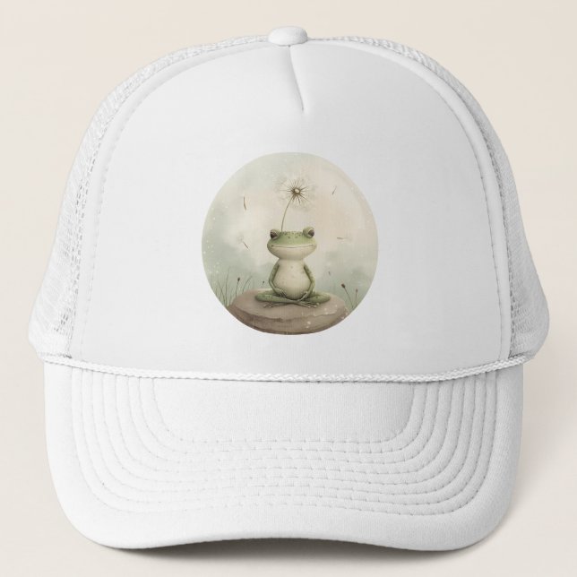  Frog meditation dandelion Trucker Hat (Front)