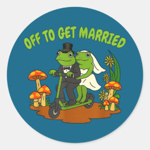Frog meme wedding bachelorette party off to get classic round sticker