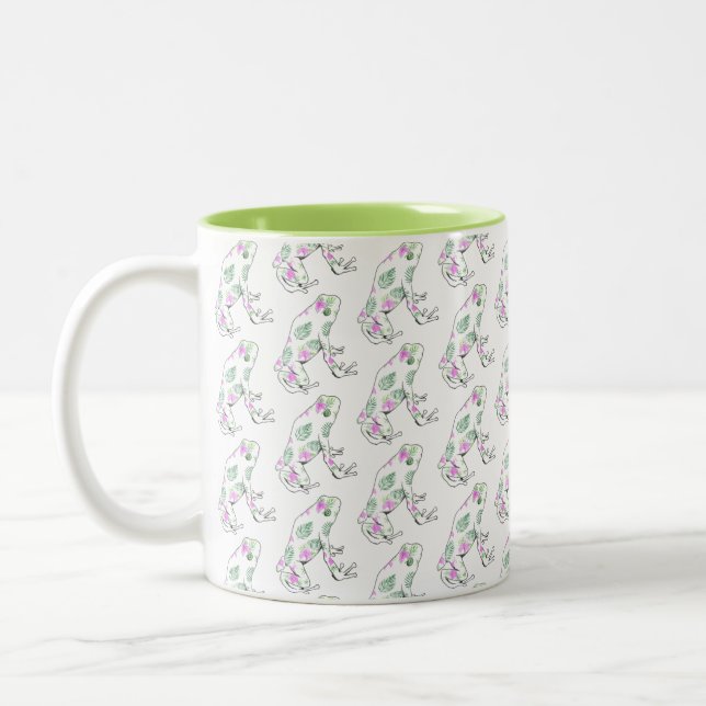 Frog mug, two tone mug in white / lime green (Left)