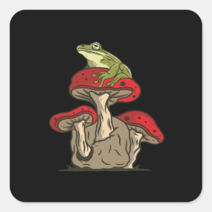 Frog  Mushroom Cottagecore Classic Square Sticker