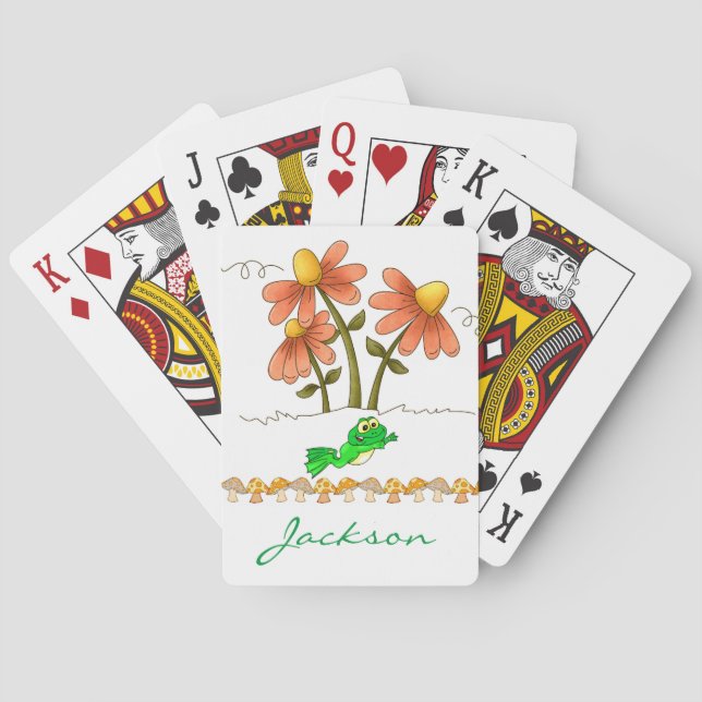 Frog Mushroom Floral Playing Card Deck (Back)