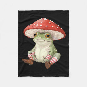 Frog Mushroom Forest Nature Aesthetic Cottagecore Fleece Blanket