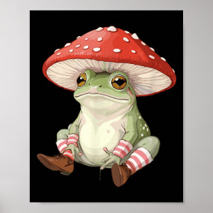 Frog Mushroom Forest Nature Aesthetic Cottagecore  Poster