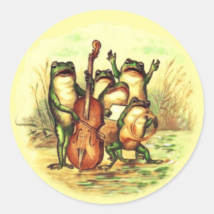 Frog Musicians Band Orchestra with Singers Classic Round Sticker