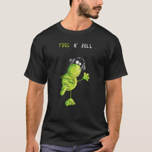 Frog N Roll I Frog Fun I Headphones Music T-Shirt